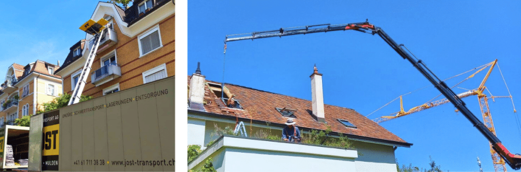 Umzugslift und Kranwagen im Einsatz bei Umzüge Zürich